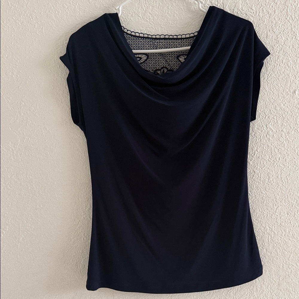 Suzie In The City Midnight Blue Draped Blouse